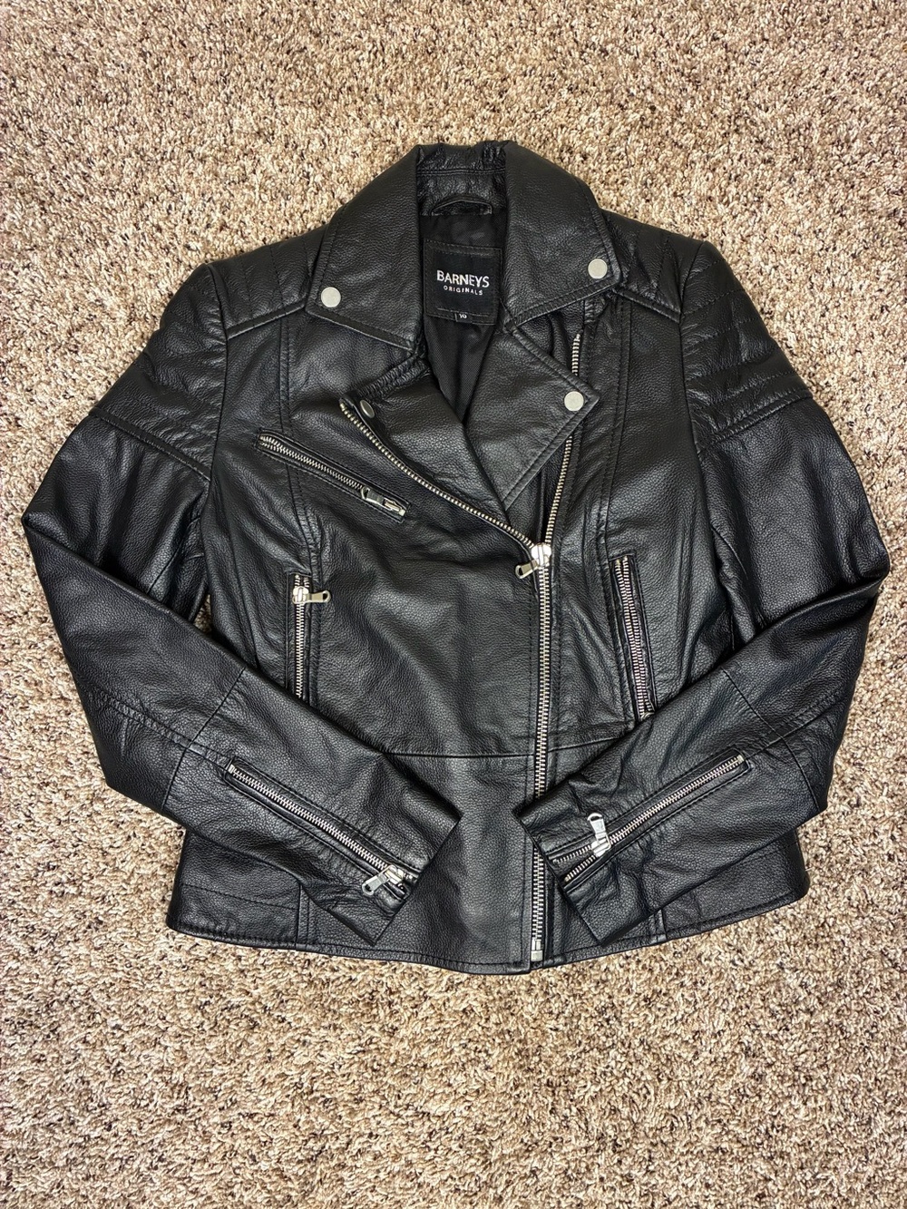 Barney’s Originals Clara 100% Sheep Leather Moto Biker Zipper Jacket - Picture 2 of 15